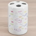 thumbnail image 1 of Cartoon Ceramic Toothbrush Holder, Drawing Style Elephants Teddy Bears Flowers Butterflies Bees Pattern, Decorative Versatile Countertop for Bathroom, 4.5" X 2.7", Multicolor, 1 of 4