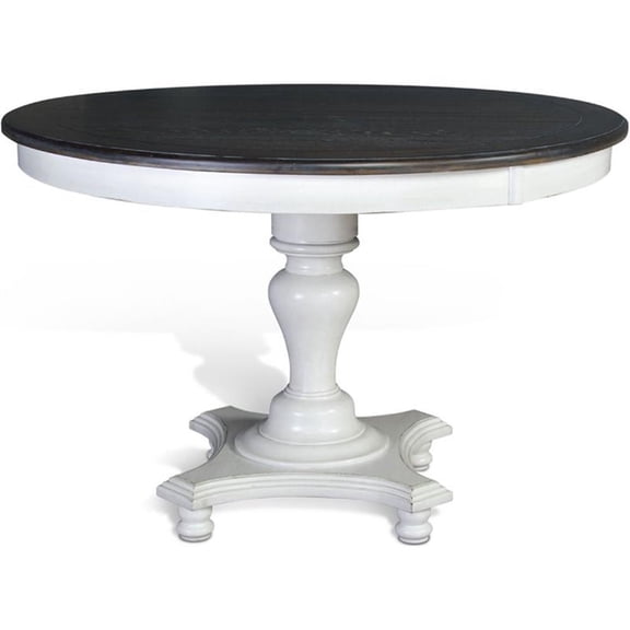 Pemberly Row 36" Farmhouse Wood Table in White and Dark Brown