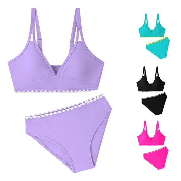 OSOLU Bikini Sets For Girls 2 Piece Swimsuits Padded Kids Teens Girl Bathing Suit With Adjustable Straps 7-16Y Stylish Beachwear