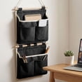 thumbnail image 5 of Wall Mounted Hanging Storage Bag, Bedside Hanging Organizer Pouch with Multi Pockets, Space Saving Holder for Bedroom Living Room Home Phone Remote Accessories Storage, Black, 5 of 7