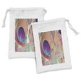 thumbnail image 1 of Feather Fabric Pouch Set of 2, Colorful and Macro Style Photo of Animal Fluff Delicate and Vibrant Layout Print, Drawstring Bag for Toiletries Masks and Favors, 9" x 6", Multicolor, by Ambesonne, 1 of 2