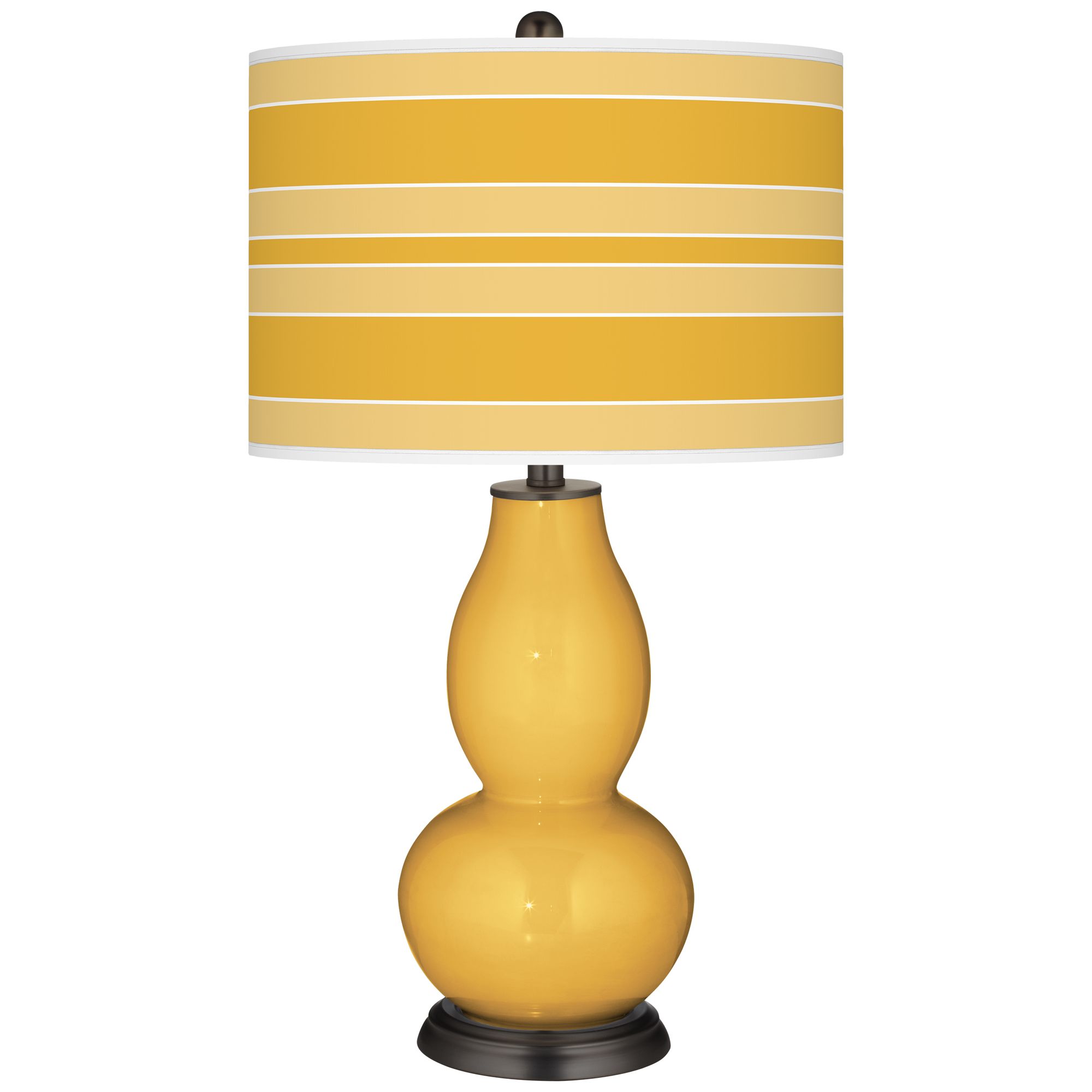 Color + Plus Goldenrod Bold Stripe Double Gourd Table Lamp