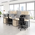 thumbnail image 2 of Office in an Hour 2 Person Cubicle Desk Set in Natural Elm - Engineered Wood, 2 of 5