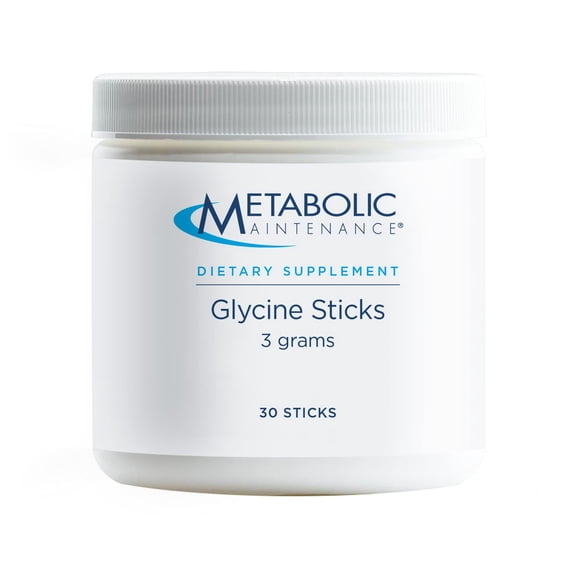 Metabolic Maintenance Glycine Sticks - 3 g Glycine - Calm & Sleep Support - Single Dose Powder Sticks - No Fillers or Preservatives - 30 Servings - 30 Count