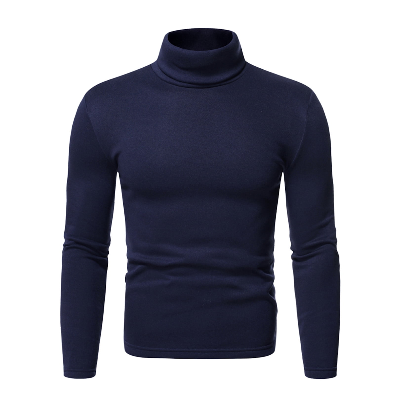 EGNMCR Mens Long Sleeve T Shirt Winter Casual Fleece Solid Color Stretch Slim Turtleneck Sweaters Tops Warm Pullover High Neck Bottoming T Shirt Walmart