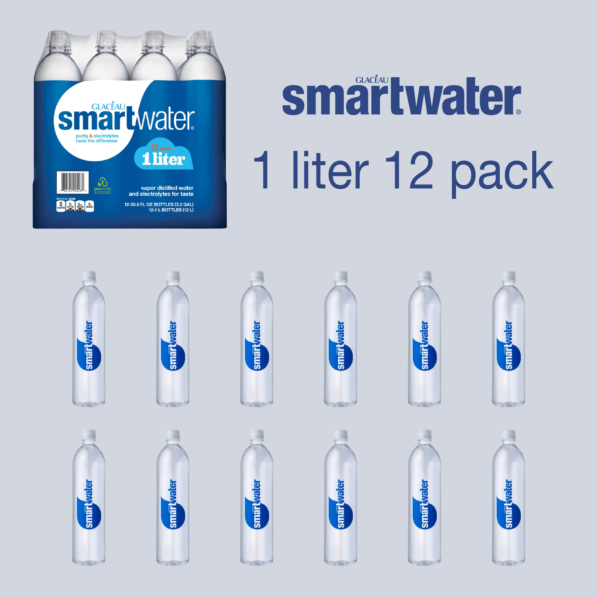 Glaceau Smartwater Enhanced Electrolyte Water, 33.8 Oz, 12 Ct