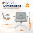 thumbnail image 4 of Ktaxon Office Chair with Chenille Fleece Upholstery, Flip-Top Armrest Desk Chair on Metal Star Base, Adjustable Height & Quiet Casters for Home Study Blue-Green, 4 of 8