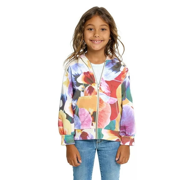 Chaser SUNBURST FLORAL Girls' Floral Print Hoodie, US 7