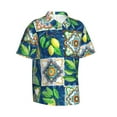 thumbnail image 2 of Balery Lemon and Leaves Print Men's Hawaiian Shirts Short Sleeve Beach Shirt Relaxed Fit Vacation Button Down Shirts-Medium, 2 of 9