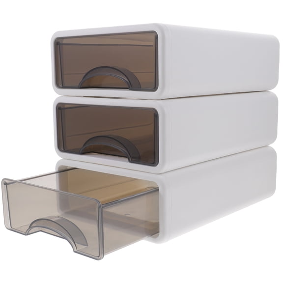 OULII Drawer Type Desktop Storage Box Transparent 3Pcs