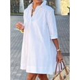 thumbnail image 3 of White Womens Casual Shirt Dress With Collared Neck And Short Sleeves For Summer Everyday Wear, 3 of 5