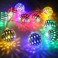 thumbnail image 5 of Guirnalda de luces LED de 3 m, 5 m y 10 m con forma de globo, bolas de metal plateadas marroquíes, alimentadas por USB, para decoración de bodas, Navidad y habitaciones al aire libre, 5 of 5
