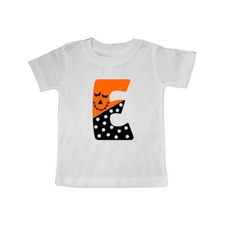 

Inktastic Halloween E Intial with Jack O Latern Face and Polka Dots Gift Baby Boy or Baby Girl T-Shirt