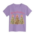 thumbnail image 6 of Ulanda Boys Girls Christmas Shirt Kids Christmas Tree T-Shirts Funny Toddler Xmas Holiday Short Sleeve Tees 2025 (Purple, 3-4 Years), 6 of 6