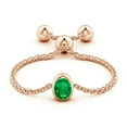thumbnail image 2 of ANGARA Natural Bezel-Set Oval Emerald Bolo Ring in 14K Rose Gold for Women (Size-4x3mm) | May Birthstone, Birthday, Anniversary, Jewelry Gift for Women | Natural Emerald Ring, 2 of 8