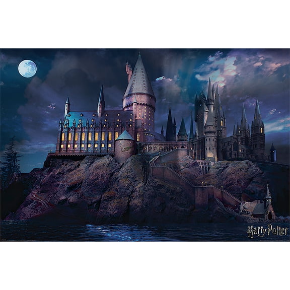 Harry Potter - Movie Poster / Print (Hogwarts By Night) (Size: 36" X 24")