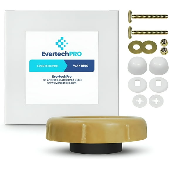 EvertechPRO Universal Extra Thick Toilet Wax Ring Replacement Kit for Floor Outlet Toilet Bowl with Black Rubber Flange Funnel Water Tight Seal Gasket Accommodates 3 Inch and 4 Inch Waste Lines