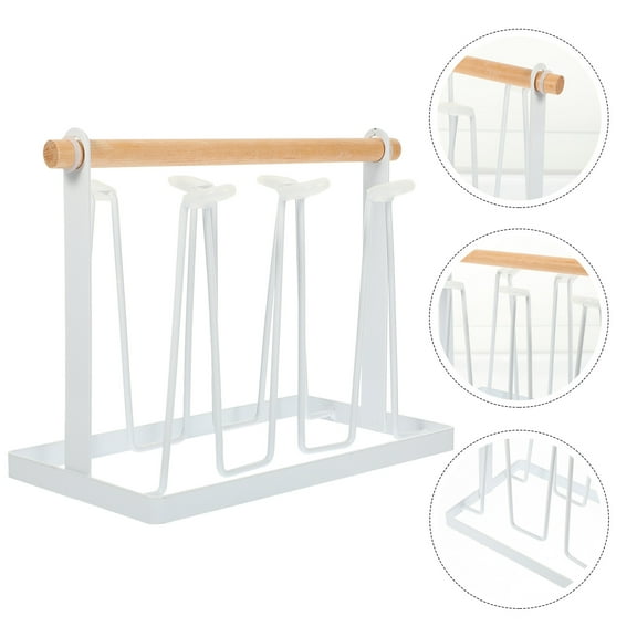 HEMOTON White Mug Tree Stylish and Decorative Household Cup Rack for Home Cafe Kitchen 4 Cup Capacity