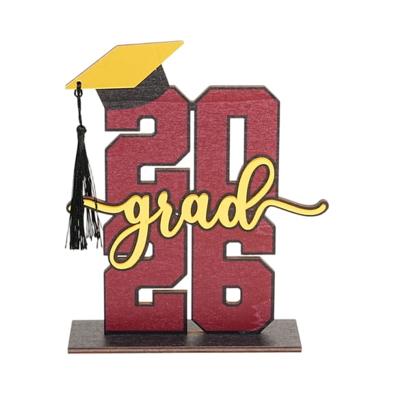 Decorr 2026 Graduation Decor, 8×6" 3D Wine Wooden Grad Table Centerpiece with Grad Cap, Graduation Party Decorations 2026 & Grad Gift for Him Her