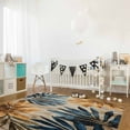 thumbnail image 2 of Area Rugs Indoor Non-Slip Rectangle Rug 4x6 Ft Retro Palm Leaf Blue Brown Tropical Plants Rug Rubber Backing Floor Mats Non Shedding Home Decor Carpet for Entryway Living Room, 2 of 8