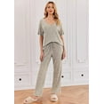 thumbnail image 5 of Avidlove Pajama Set for Women Ribbed Knit Lounge Set Short Sleeve Pj Tops and Long Pants Two Piece Matching Outfit Sets with Pockets, 5 of 7