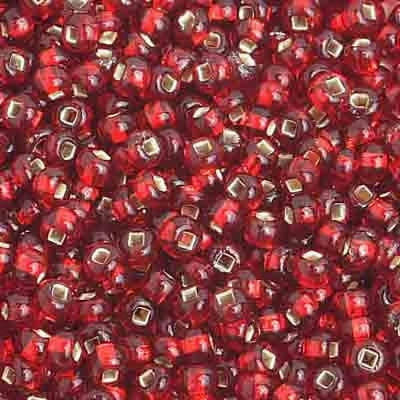 John Bead Czech Glass Seed Beads 8/0 (500g) Silver Lined Red Bead