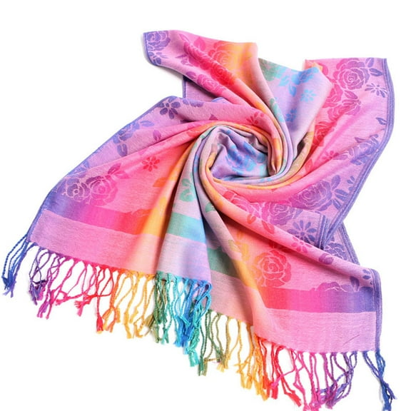 MSJUHEG Scarf Shawls And Wraps Women Lady Fashion Folk-Custom Retro Tassel Scarf Wrap Shawl Travel Scarves Silk Scarf Multi-Color Q