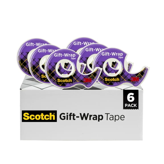 Scotch Gift Wrap Tape, Invisible, 0.75 in. x 650 in., 6 Dispensers/Pack