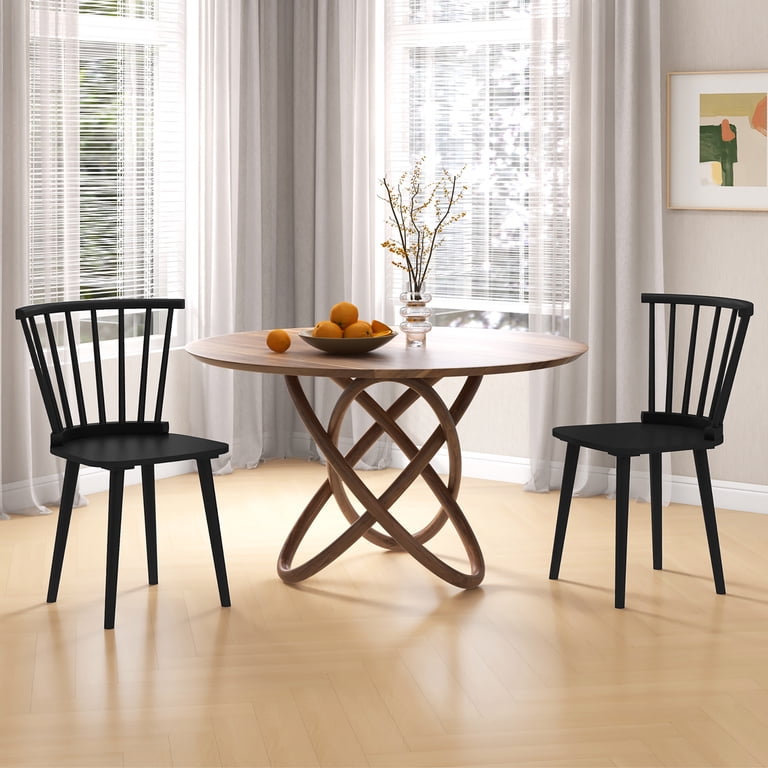 Gymax 4 PCS Dining Chair Windsor High Spindle Back Wood Kitchen