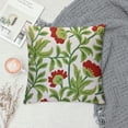 thumbnail image 2 of Heduofu Flower Embroidered Farmhouse Decorative Throw Pillow Cover, Cottage Floral Green Leaves Knit Pattern, 100% Cotton Canvas Cushion Case for Sofa Couch Bedroom Decor(Red Flowers) White, 2 of 5