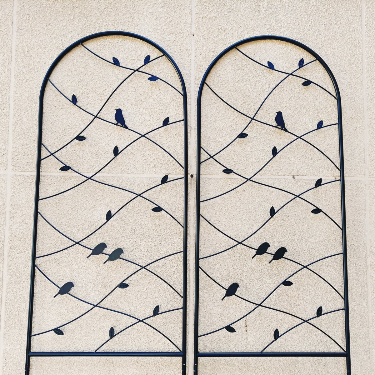 4-Pack 86.7"H×19.7"W Black Metal Garden Trellis Bird Decor Rustproof Support for Outdoor Climbing Plants