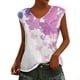 thumbnail image 2 of ICHUANYI Clearance Fashion Woman Causal V-Neck Printing Blouse Sleeveless T-Shirt Summer Tops(Hot Pink, M) ICHUANYI WER2023081007625, 2 of 4