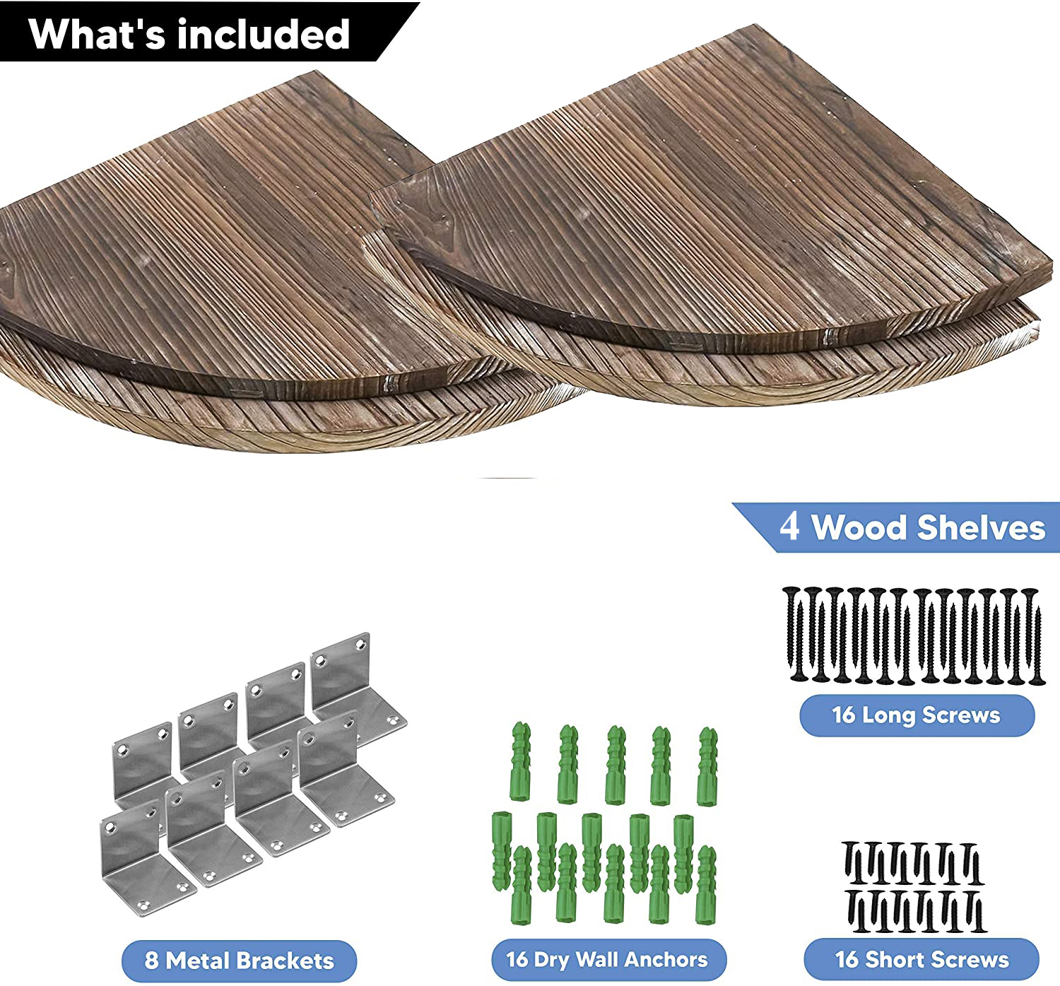 Rustic Finish Floating Shelves for Wall Solid Wood Wall Hanging Shelves Small Corner Shelf 4 Tier Set