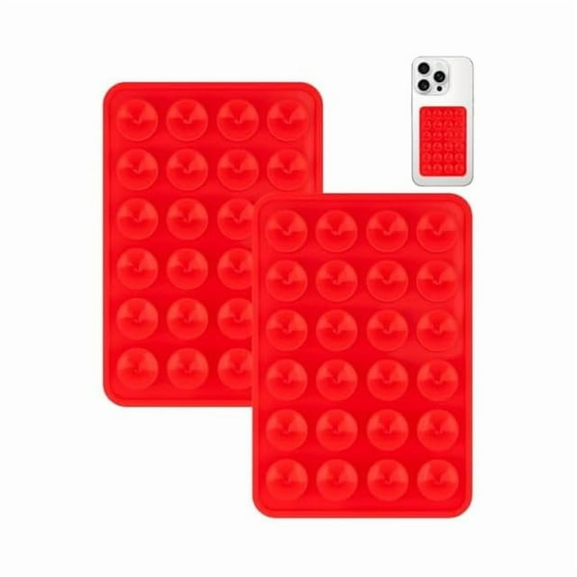 wonima02 2 Pack Silicone Suction Phone Case Mount, Silicon Adhesive Smartphones Stand Sticky, Non Slip Suction Cup, Hands-Free Phone Accessories Holder for Selfies and Videos Red