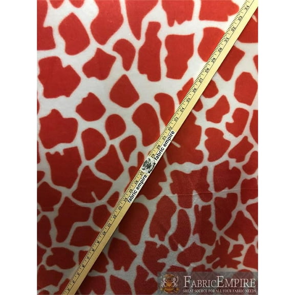 Fleece Fabric Printed ANTI PILL GIRAFFE RED ORANGE WHITE BACKGROUND