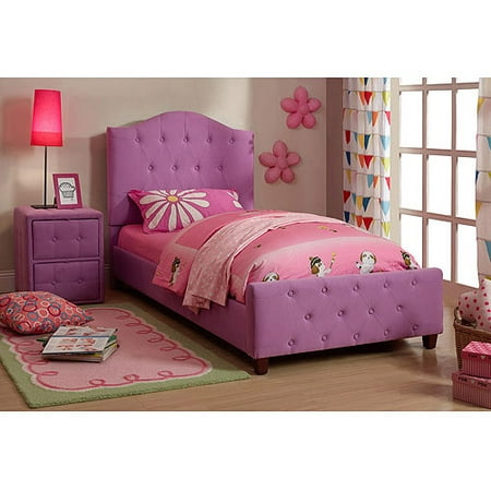 Diva Upholstered Twin Bed with Solid Wood Frame, Purple