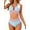 Blue, variant on Women Bikini Sets High Waist Tummy Control Bathing Suit Linear Flower Print 2 Piece Drawstring Swimsuit Sky Blue M