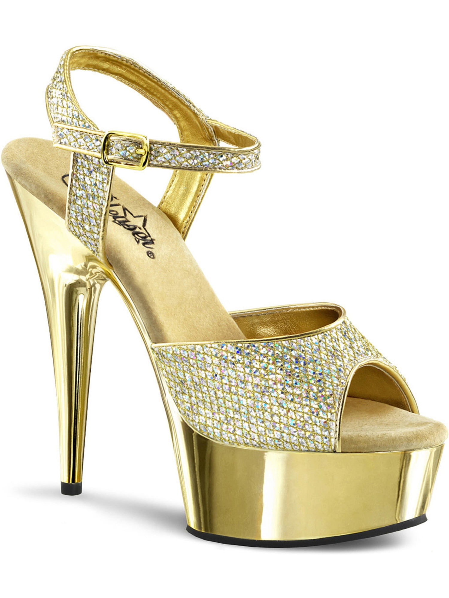 gold glitter platform shoes
