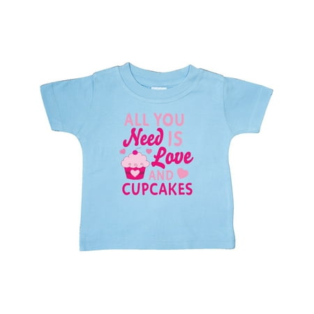 

Inktastic Valentines Day All you Need is Love and Cupcakes Gift Baby Boy or Baby Girl T-Shirt