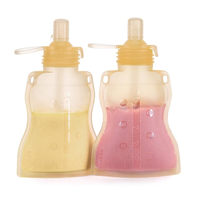 Bolsa reutilizable para comida para bebés haakaa, 130 ml, paquete de 2, color amarillo