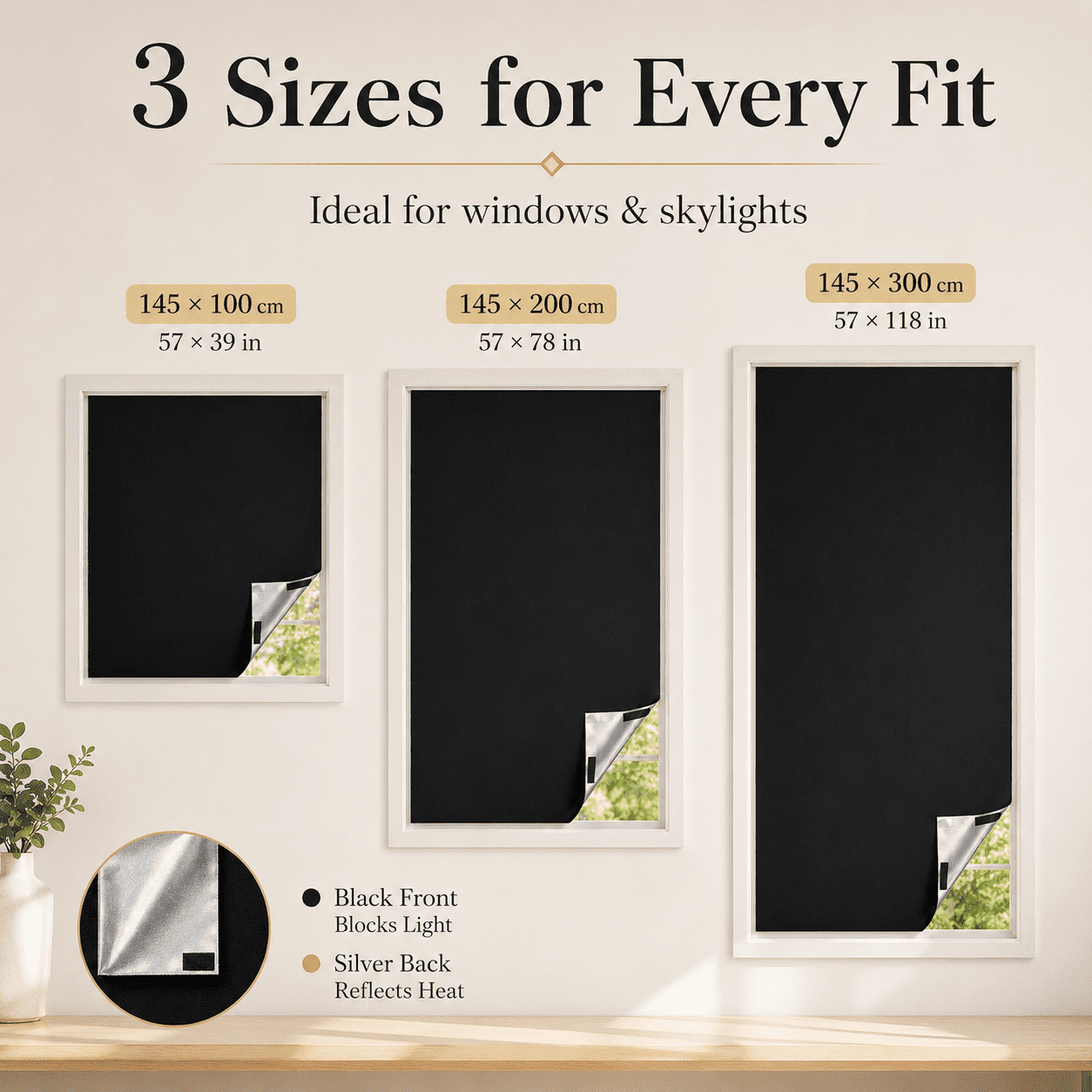 DONGPAI Blackout Curtains Portable No Drill Window Blinds, 100% Light Blocking Temporary Window Cover for Travel, Baby Nursery, Bedroom and RV Skylight, DIY Cut to Size, Reusable Hook and Loop, Black