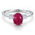 thumbnail image 3 of Gem Stone King 14K White Gold Red Ruby and White Moissanite Engagement Ring for Women | 1.80 Cttw | Oval 8X6MM | Gemstone July Birthstone | Size 8, 3 of 6