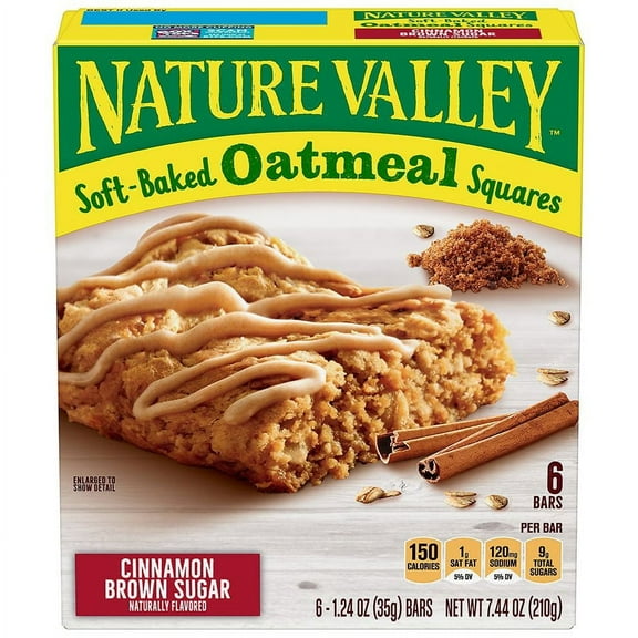 Nature Valley Soft-Baked Oatmeal Squares, Cinnamon Brown Sugar, 6 ct, 7.44 OZ ( Pack of 2 )
