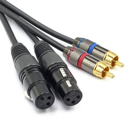 Hi Fi Equipment Racks - Dual Female Male XLR to RCA Male Cable, EEEkit Heavy Duty 2 XLR to 2 RCA Male Patch Cable HiFi Stereo Audio Cable, Connection Amplifier Mixer Speaker Microphone Cable - 5Ft