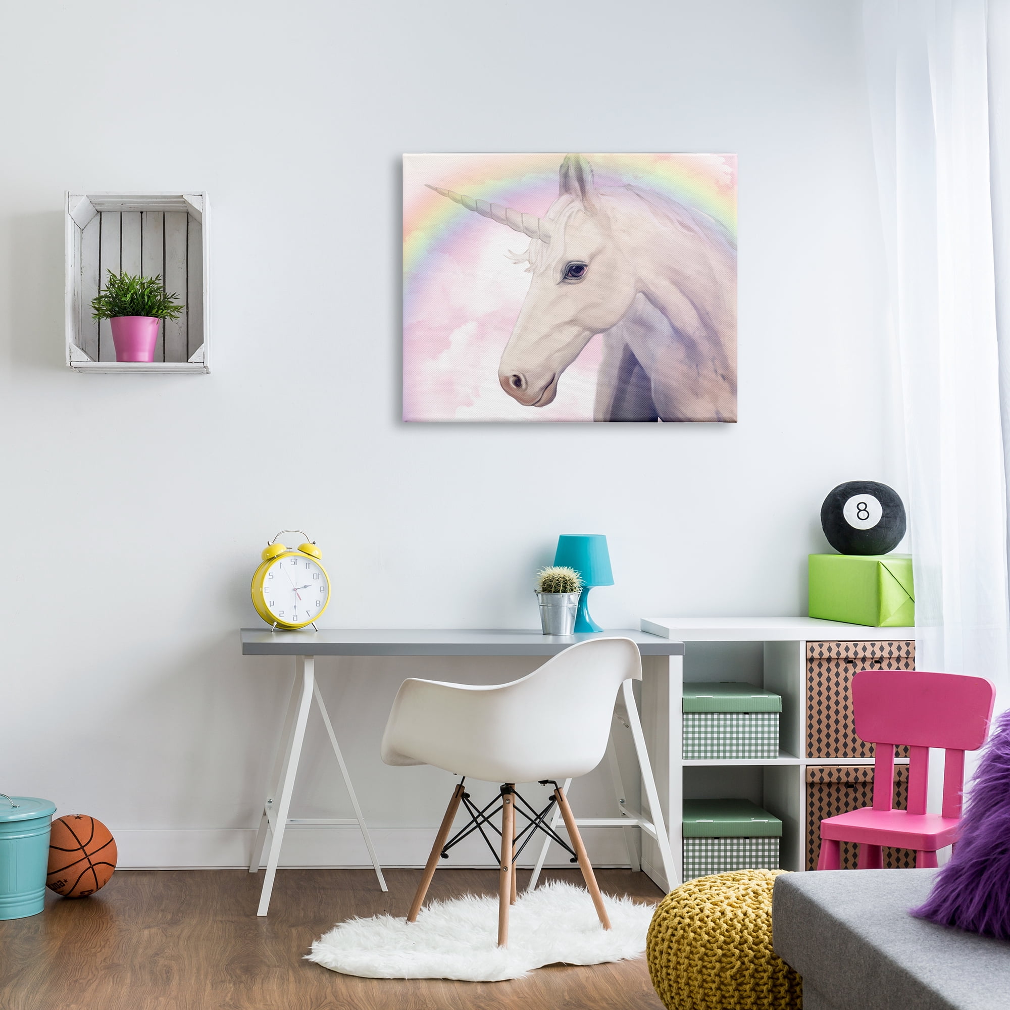 Stupell Industries Detailed Unicorn Horse Horn Shining Rainbow Clouds Graphic Art Gallery Wrapped Canvas Print Wall Art, Design by Ziwei Li