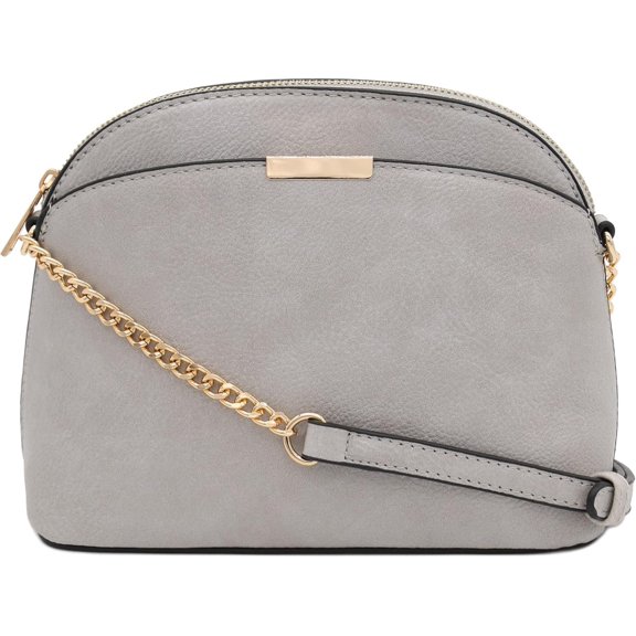 Faux Leather Small Dome Crossbody Bag with Chain Strap