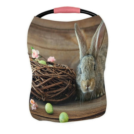 ABPHQTO Happy Easter Bunny Eggs Nest Nursing Cover Baby Breastfeeding Infant Feeding Cover Baby Car Seat Cover Infant Stroller Cover Carseat Canopy Breathable