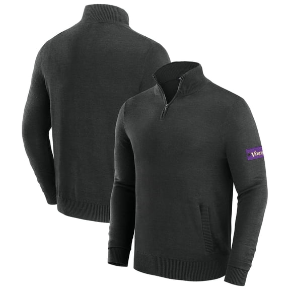 Men's J. Palmer Black Minnesota Vikings Franchise Quarter-Zip Sweater