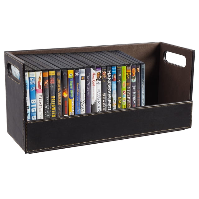 Caja de almacenamiento de DVD Stock Your Home de piel sintética Espresso