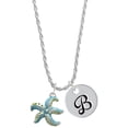 thumbnail image 1 of Delight Jewelry Silvertone Hot Blue Starfish - Silvertone Script Initial Disc - B - Charm Necklace, 20"+3", 1 of 4